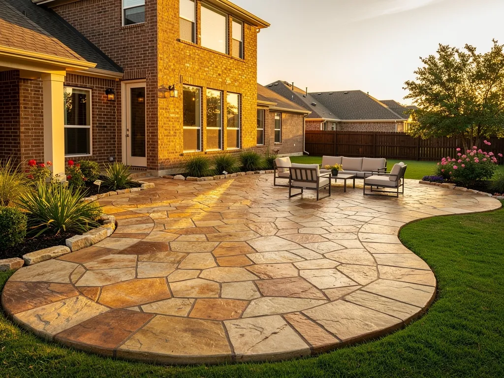Stamped flagstone patio, 380 sq ft — Point Venture